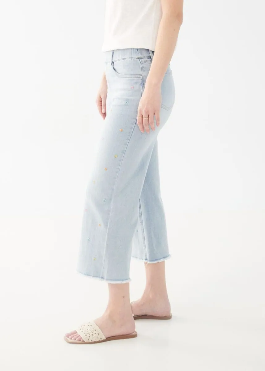 FDJ- Embroidered Pull-on Wide Crop Denim