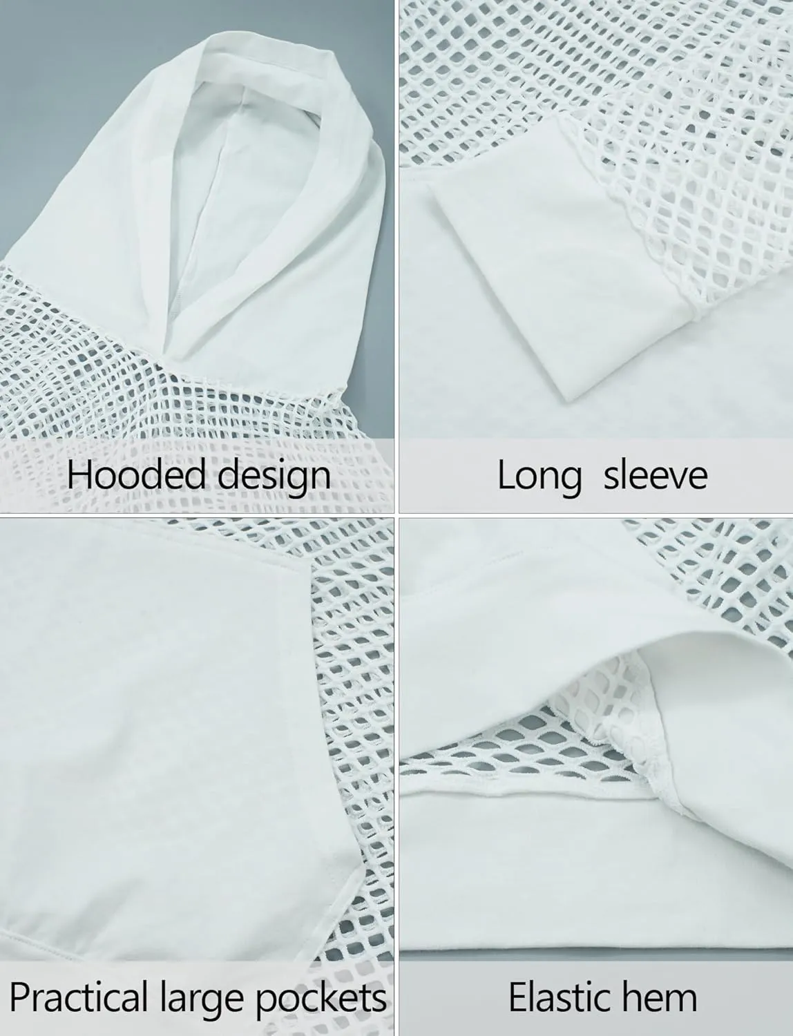 FEOYA Men Fishnet Top Sheer See Through Hoodie Mesh Club Workout Shirts Pullover