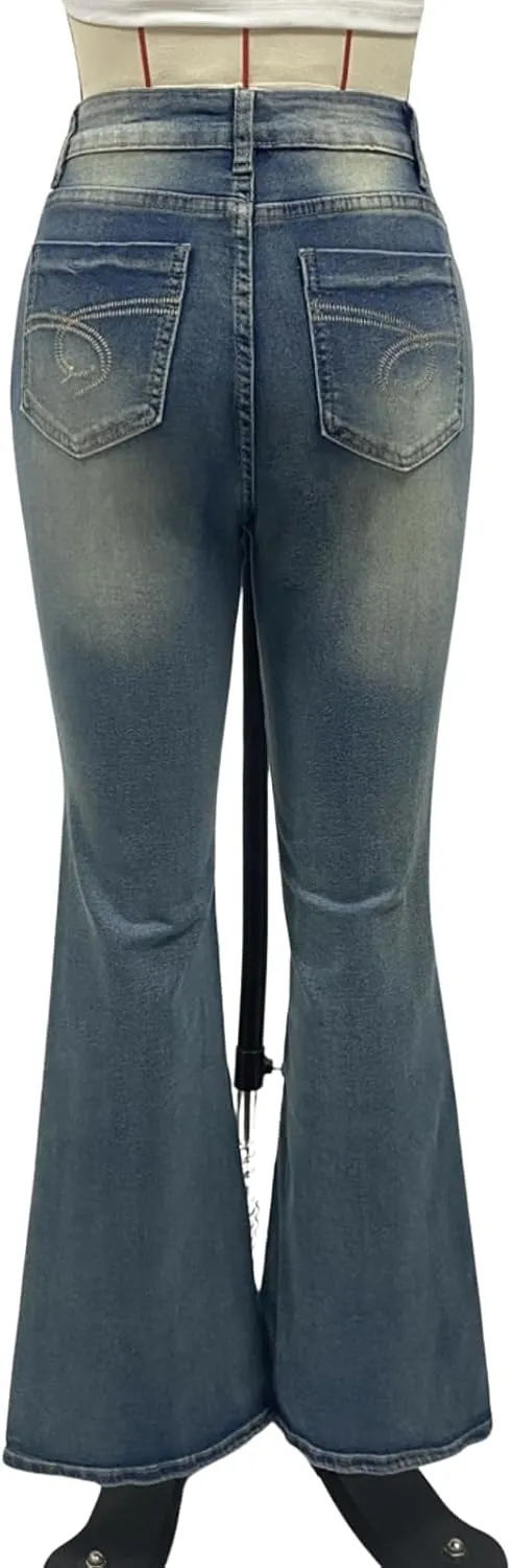 Flare Jeans for Women High Waisted Stretchy Bootcut Jeans Butt Lifting Skinny Bell Bottom Denim Pants