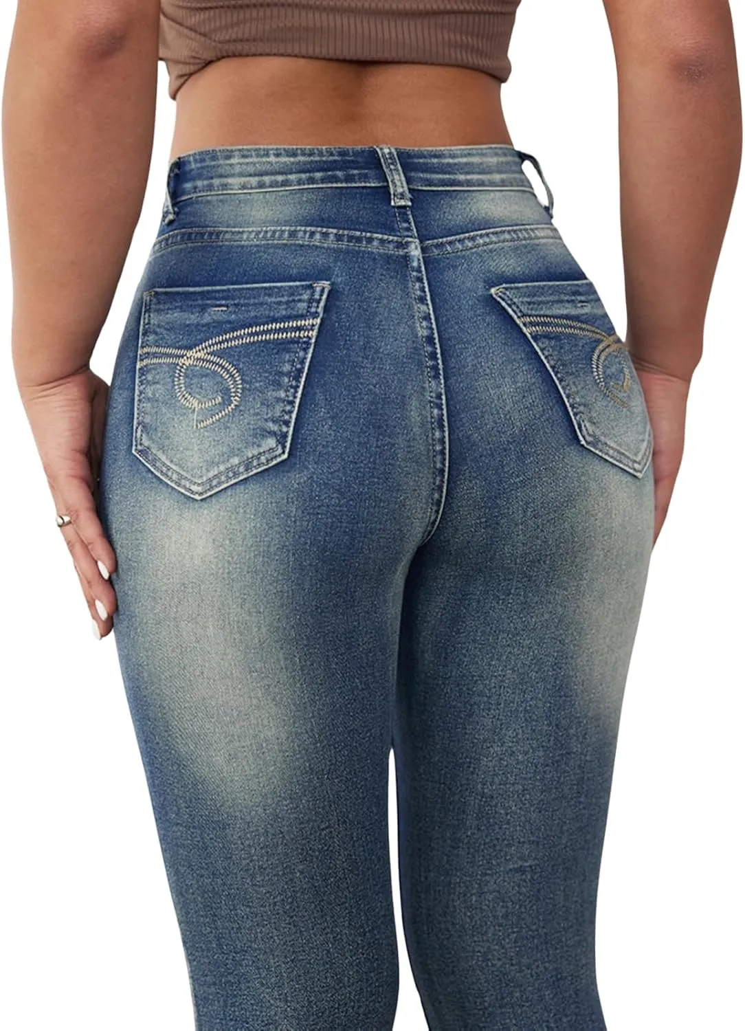 Flare Jeans for Women High Waisted Stretchy Bootcut Jeans Butt Lifting Skinny Bell Bottom Denim Pants