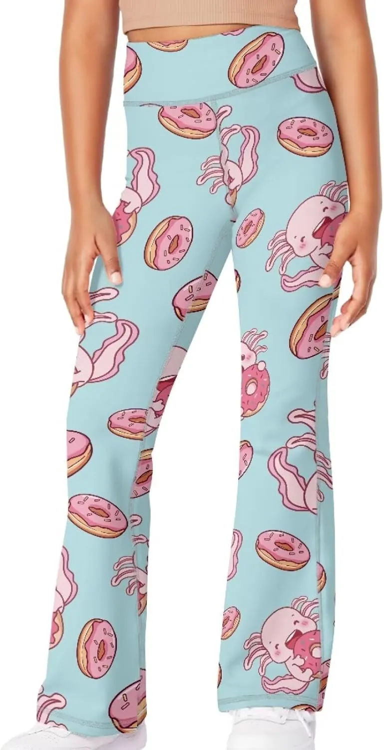 Flared Yoga Pants Casual Bootcut High Waist Leggings Lightweight Long Sweatpants for Girls 5-14Y