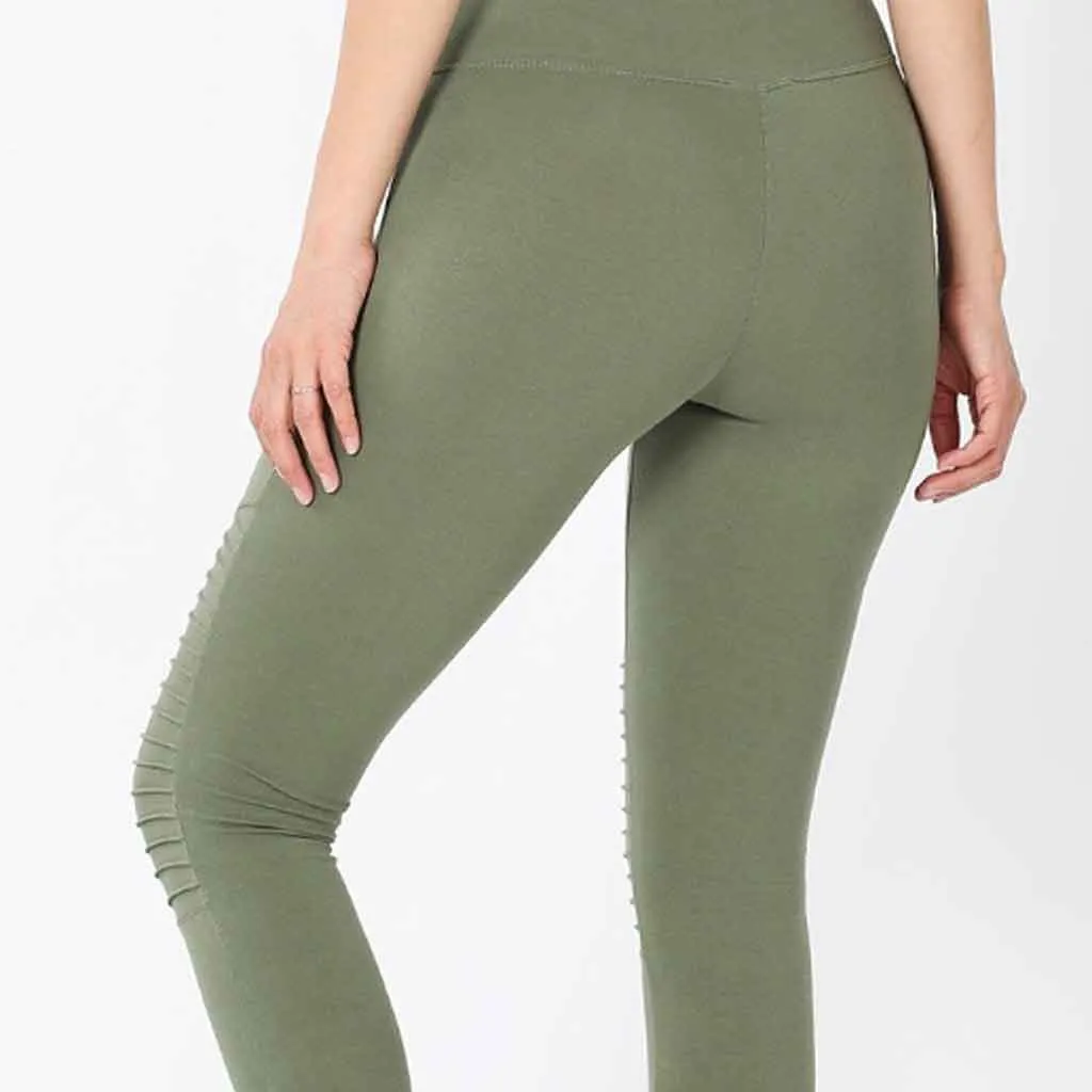 Full Length Cloth Style Moto Leggings