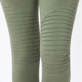 Full Length Cloth Style Moto Leggings