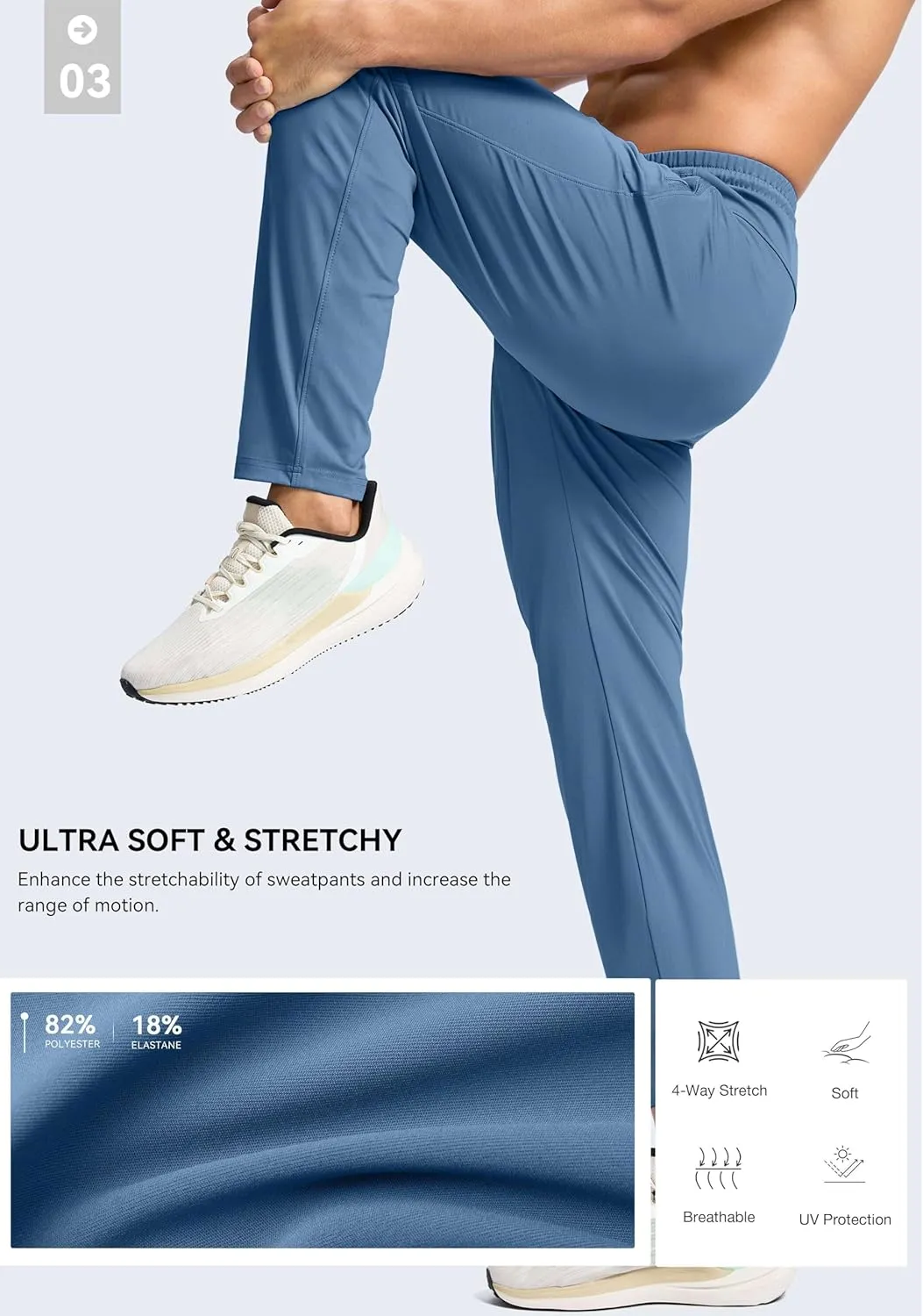 G Gradual Men's 30"/32"/34"/36" Inseam Tall Sweatpants with Zipper Pockets Stretch Long Joggers Athletic Workout Pants Men