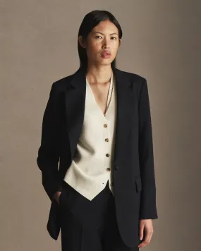 Georgia House Cut Blazer - Navy Wool Twill