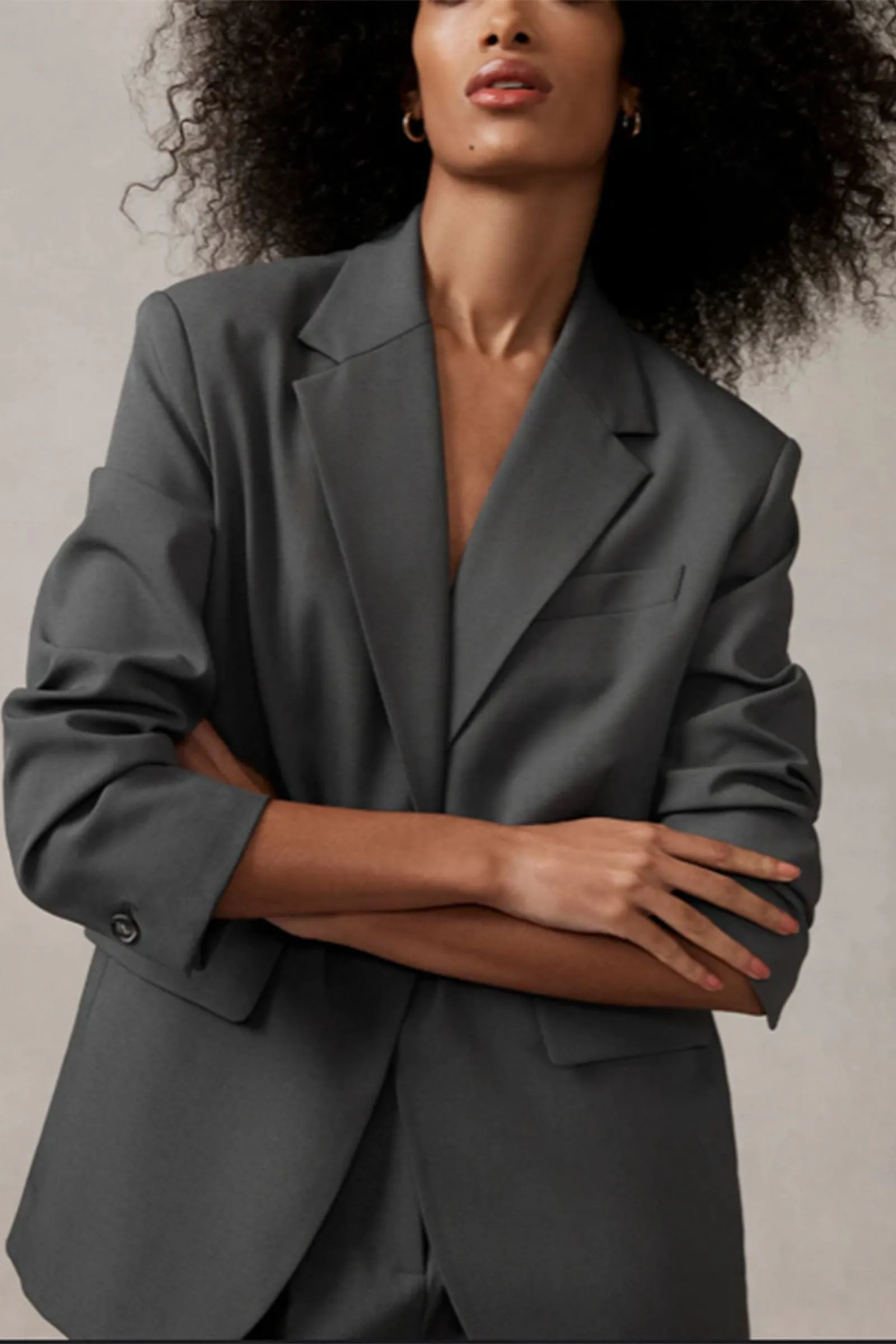 Grey Single Breasted Blazer