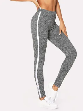 Grommet Detail Contrast Panel Leggings