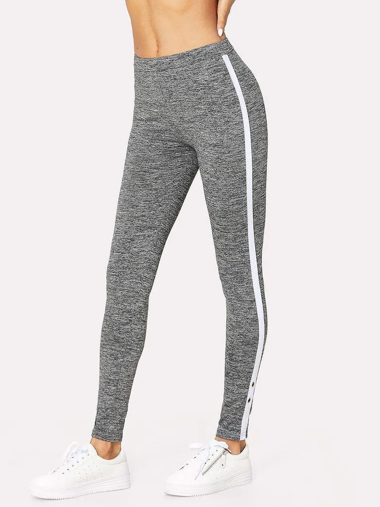 Grommet Detail Contrast Panel Leggings
