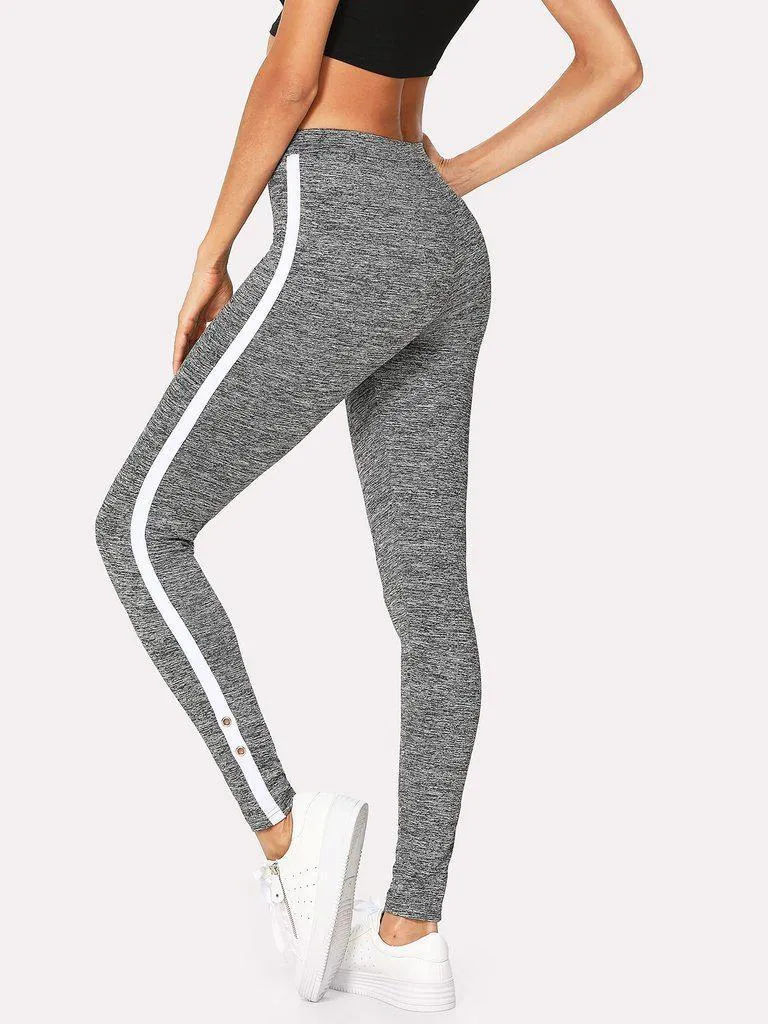 Grommet Detail Contrast Panel Leggings