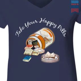 Happy Pills Book Lovers Gift Women's V-neck T-shirt TSVB370
