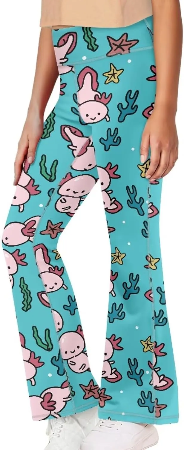 High Waist Yoga Pants Casual Long Flared Leggings Tight Sweatpants for 5-14 Girls