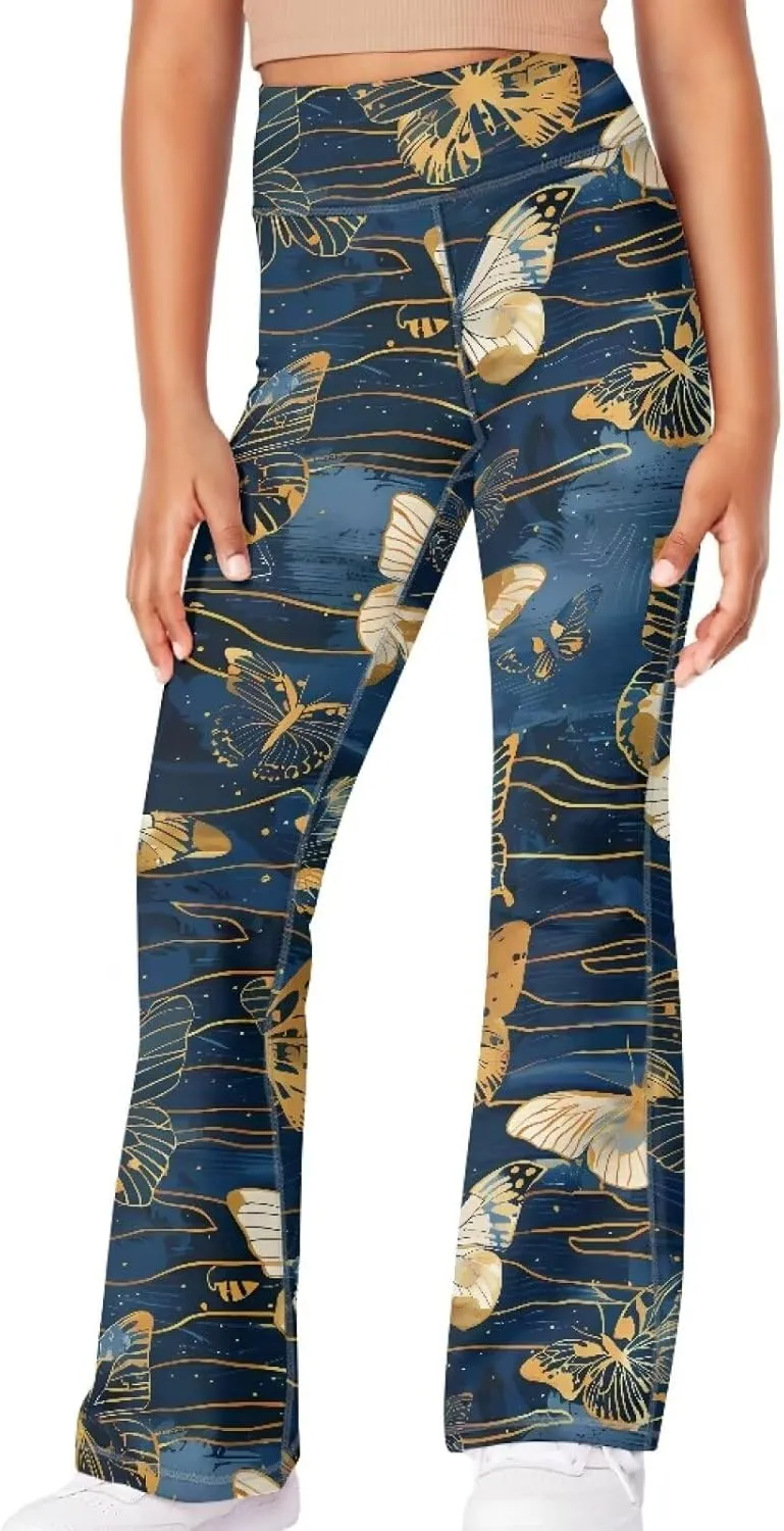 High Waist Yoga Pants Casual Long Flared Leggings Tight Sweatpants for 5-14 Girls