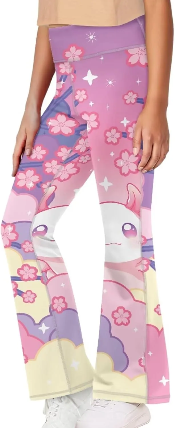 High Waist Yoga Pants Casual Long Flared Leggings Tight Sweatpants for 5-14 Girls