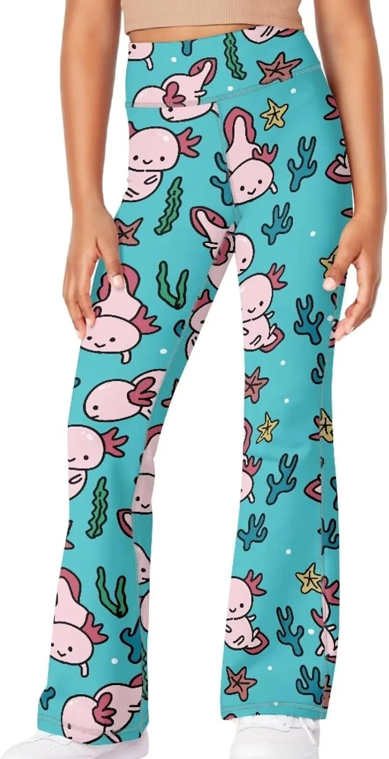 High Waist Yoga Pants Casual Long Flared Leggings Tight Sweatpants for 5-14 Girls