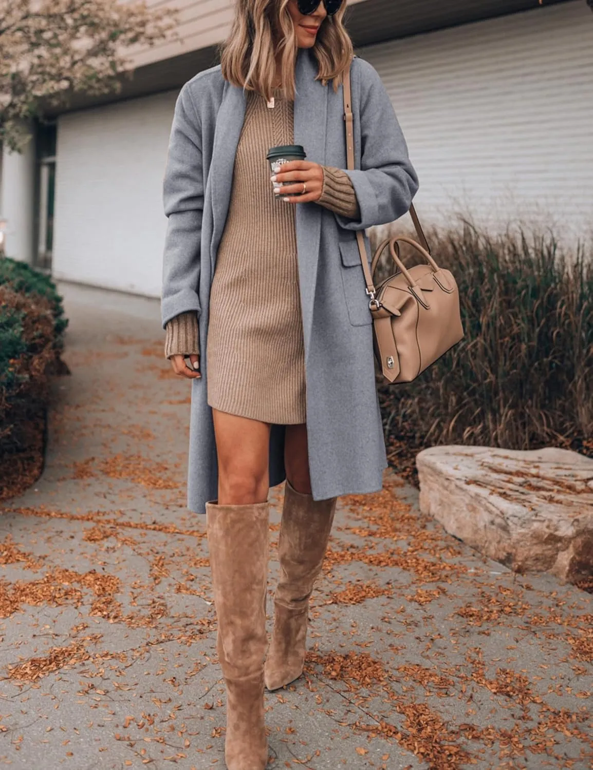 Hooever Women's Long Cardigan Wool Coat Open Front Pockets Warm Lapel Jacket Coat Fall Outerwear