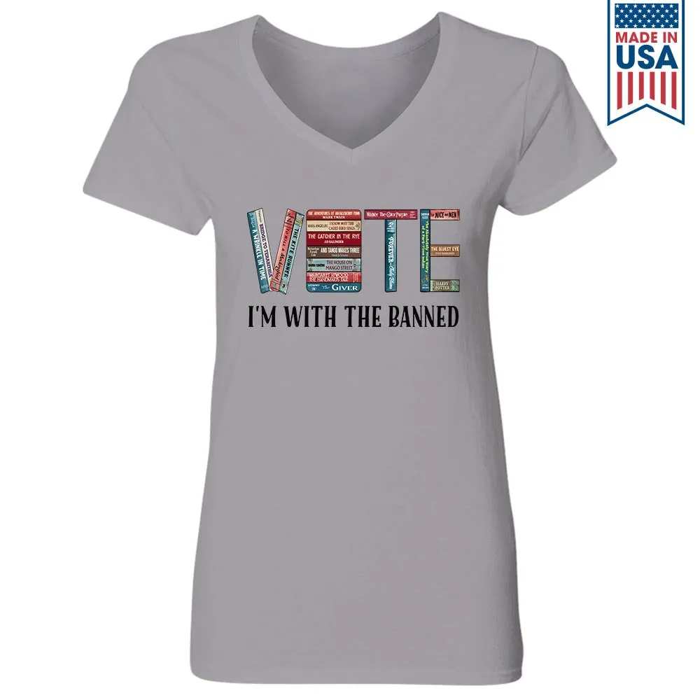 I'm With The Banned V Book Lovers Gift Women's V-neck T-shirt TSVW551