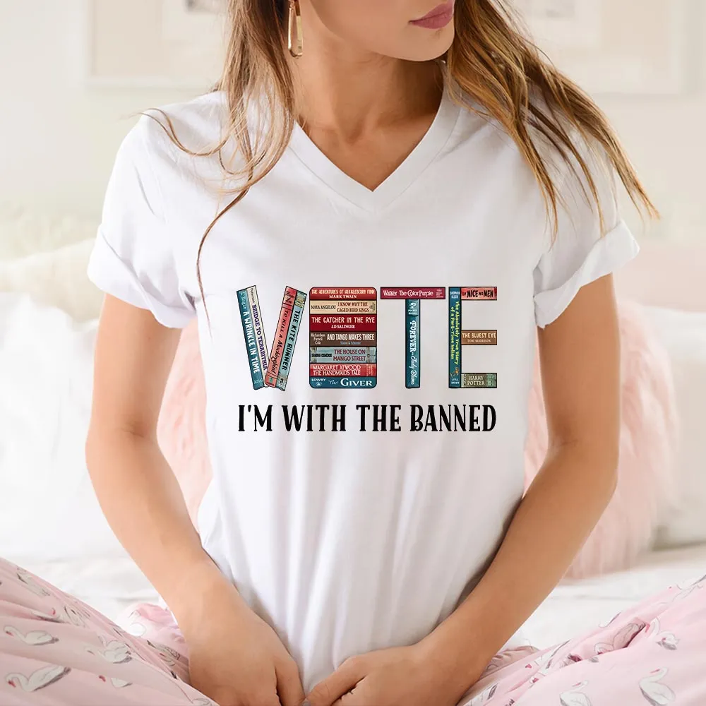 I'm With The Banned V Book Lovers Gift Women's V-neck T-shirt TSVW551