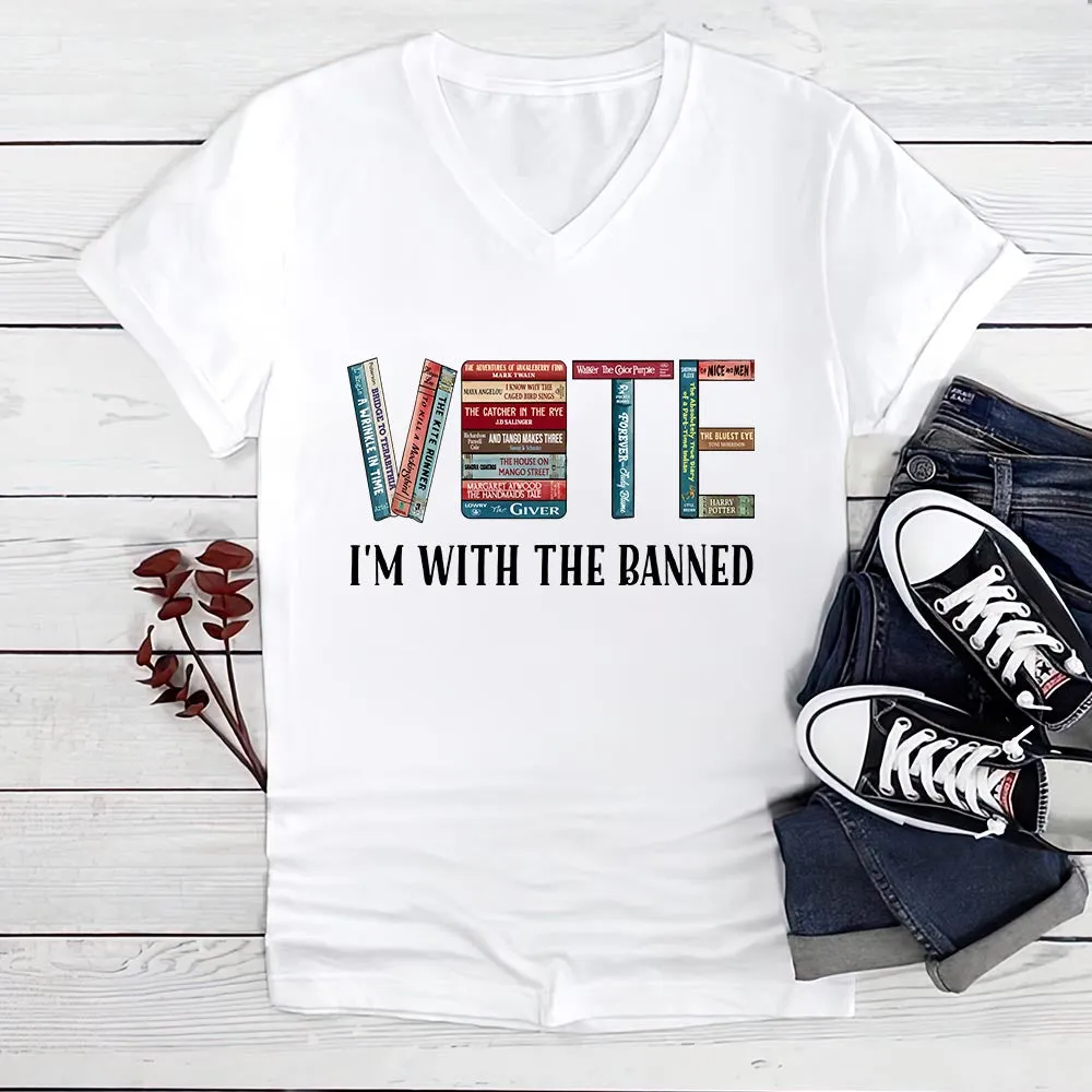 I'm With The Banned V Book Lovers Gift Women's V-neck T-shirt TSVW551