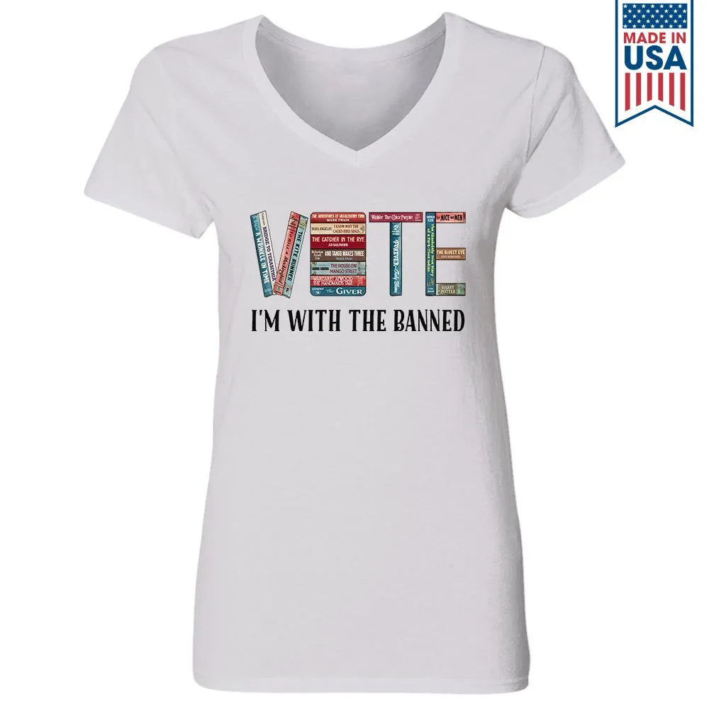 I'm With The Banned V Book Lovers Gift Women's V-neck T-shirt TSVW551