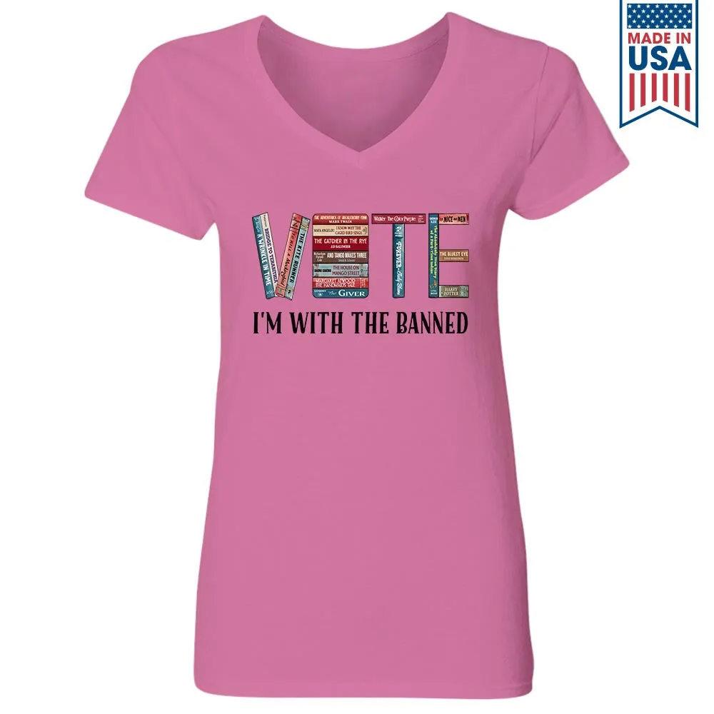I'm With The Banned V Book Lovers Gift Women's V-neck T-shirt TSVW551