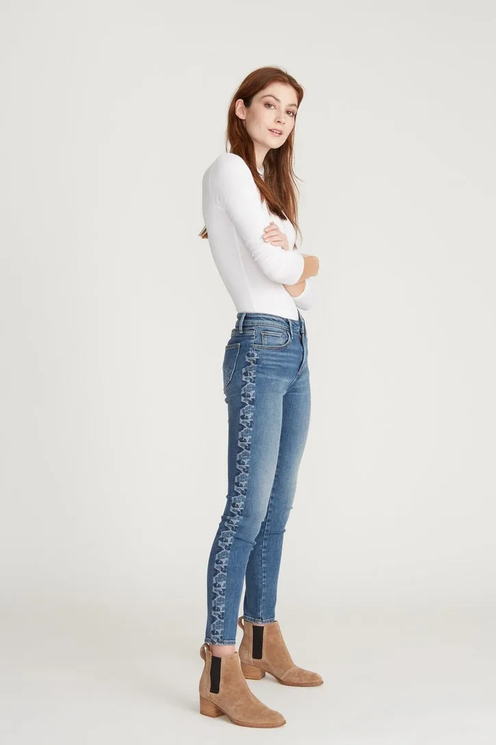 Jackie High Rise Skinny with Cheetah Side Stripe