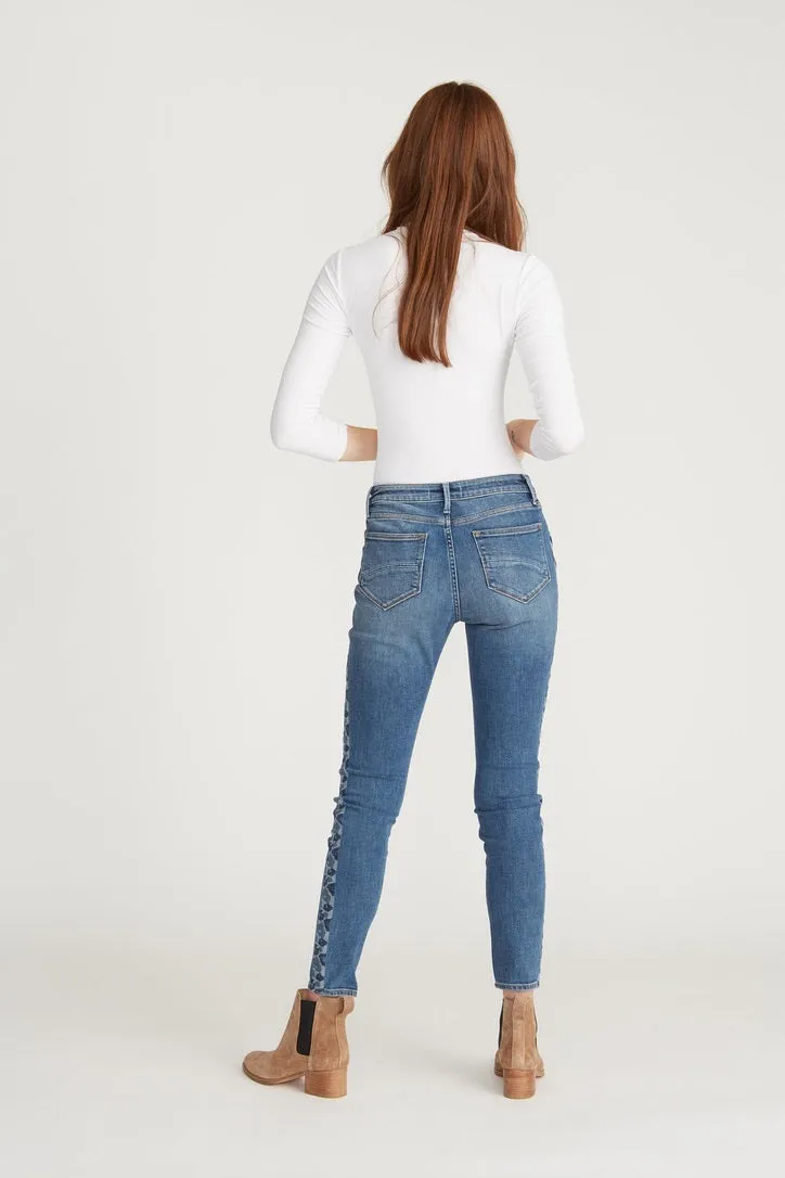 Jackie High Rise Skinny with Cheetah Side Stripe