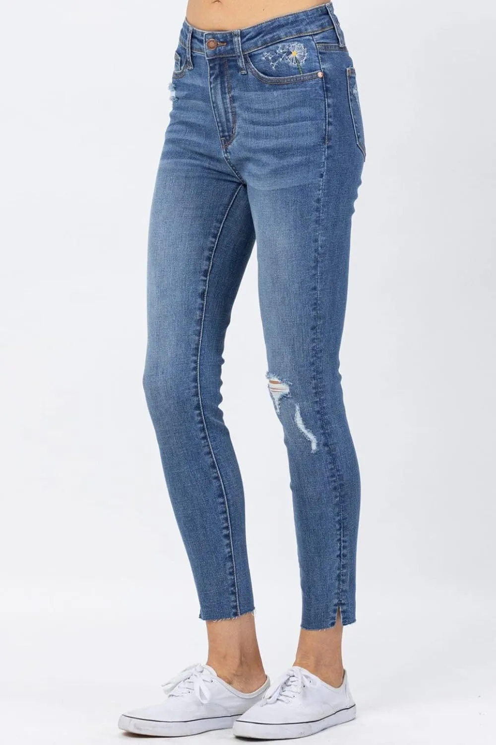 Judy Blue Women's High Waist Dandelion Embroidery Skinny Jeans