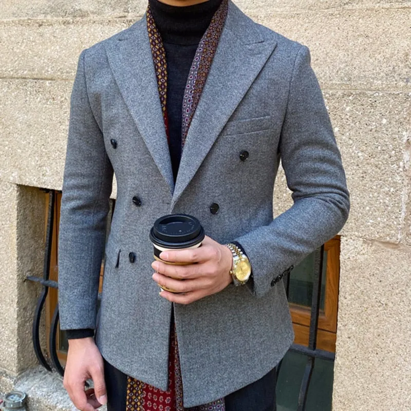 Khaki Silver Solid Blazer
