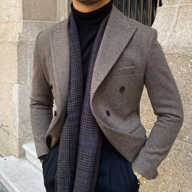 Khaki Silver Solid Blazer