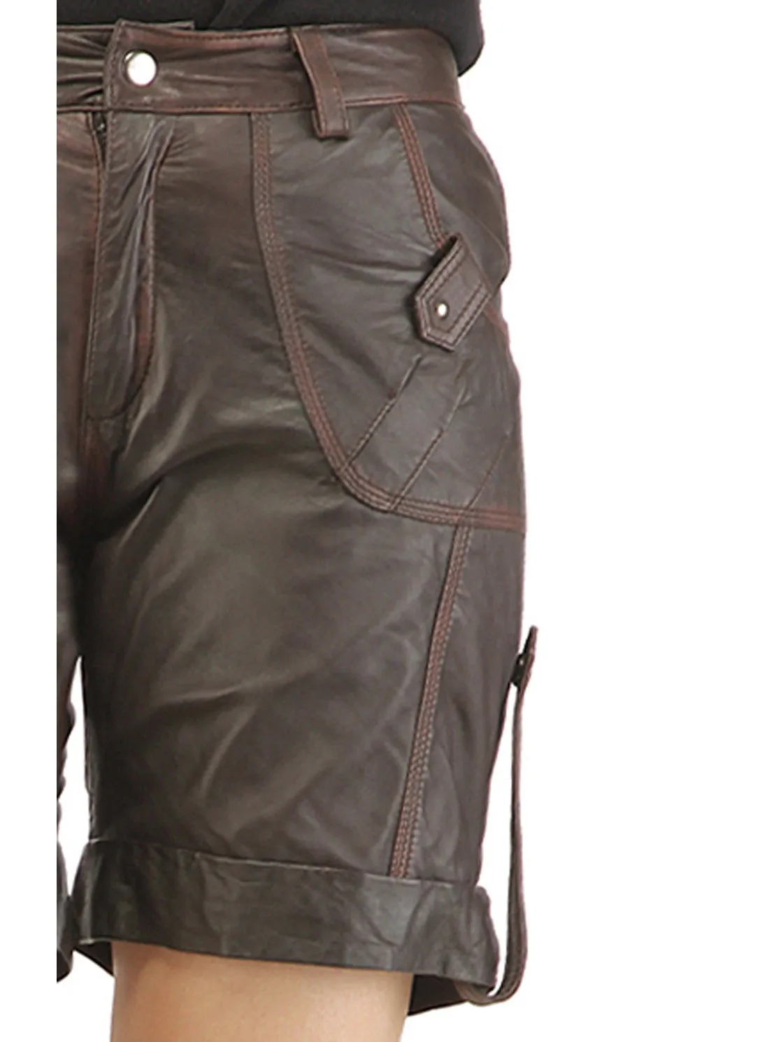 Ladies leather Sporty Cargo Shorts