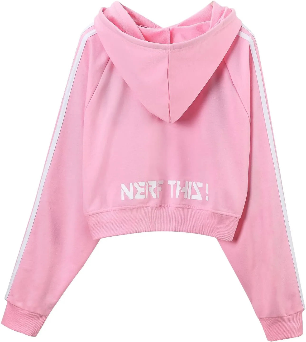 Littleforbig Women's Bunnywatch Cosplay Gaming Casual Regular Fit Long Sleeve Drawstring Cropped Hoodie Sweater Pink