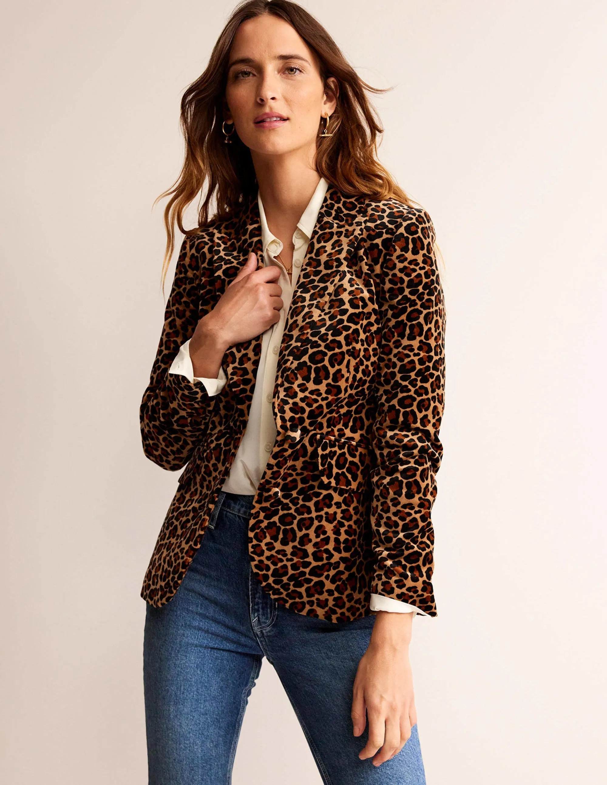 Marylebone Velvet Blazer-Leopard