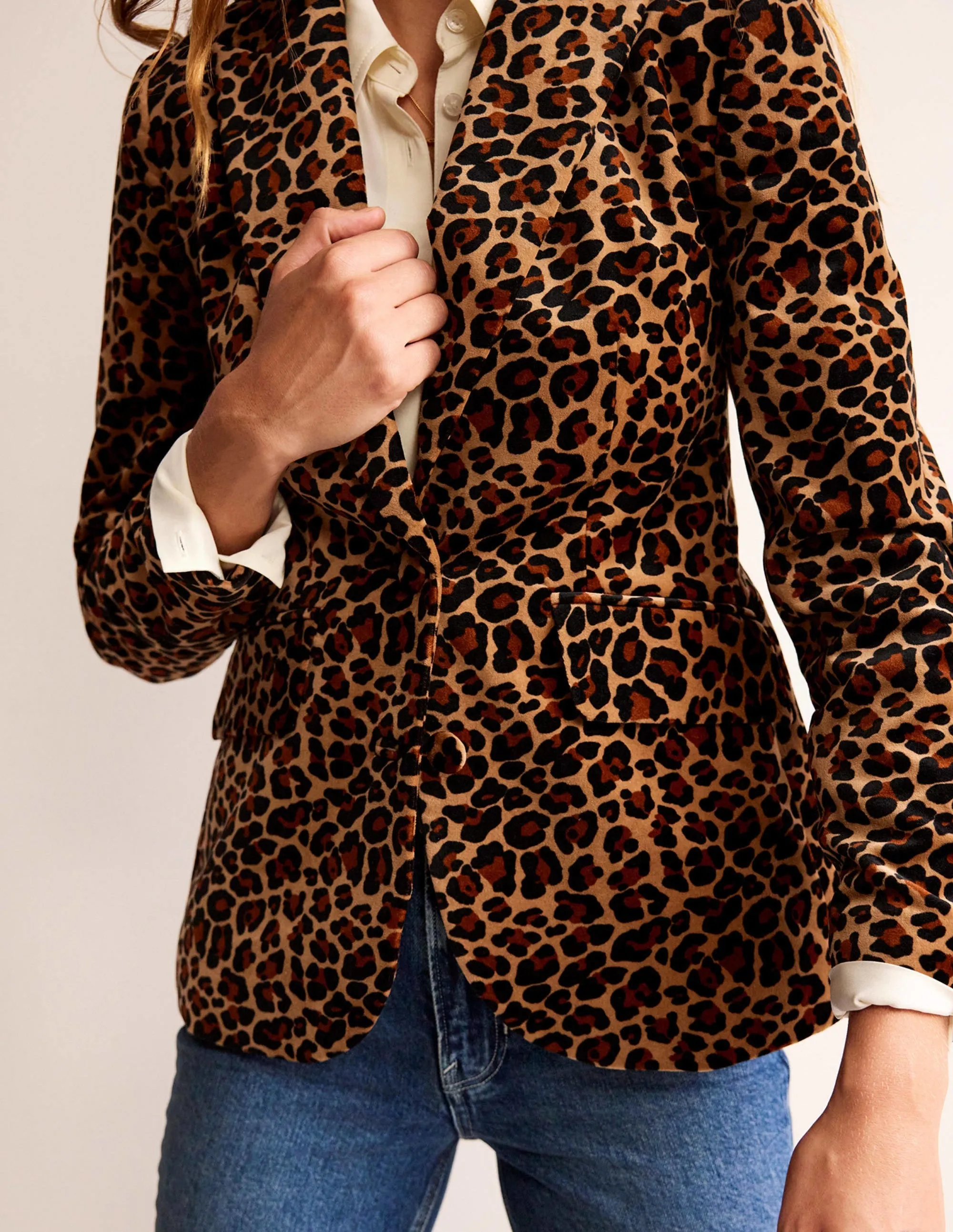 Marylebone Velvet Blazer-Leopard