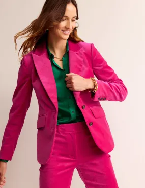 Marylebone Velvet Blazer-Vibrant Pink