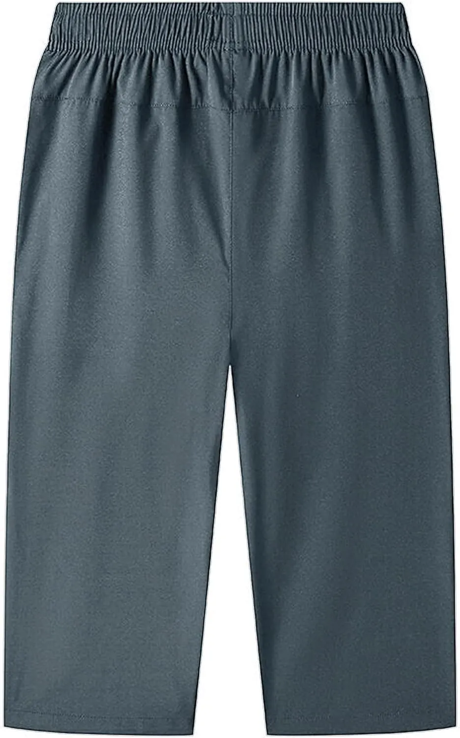 Men Big and Tall Capri Pants 3/4 Below Knee Long Shorts Elastic Waist Jogging Gym Beach Cropped Pants with Pockets