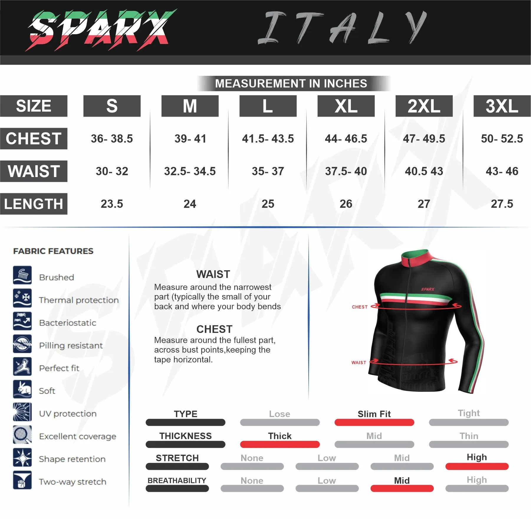 Men Italia Cycling Thermal Jersey