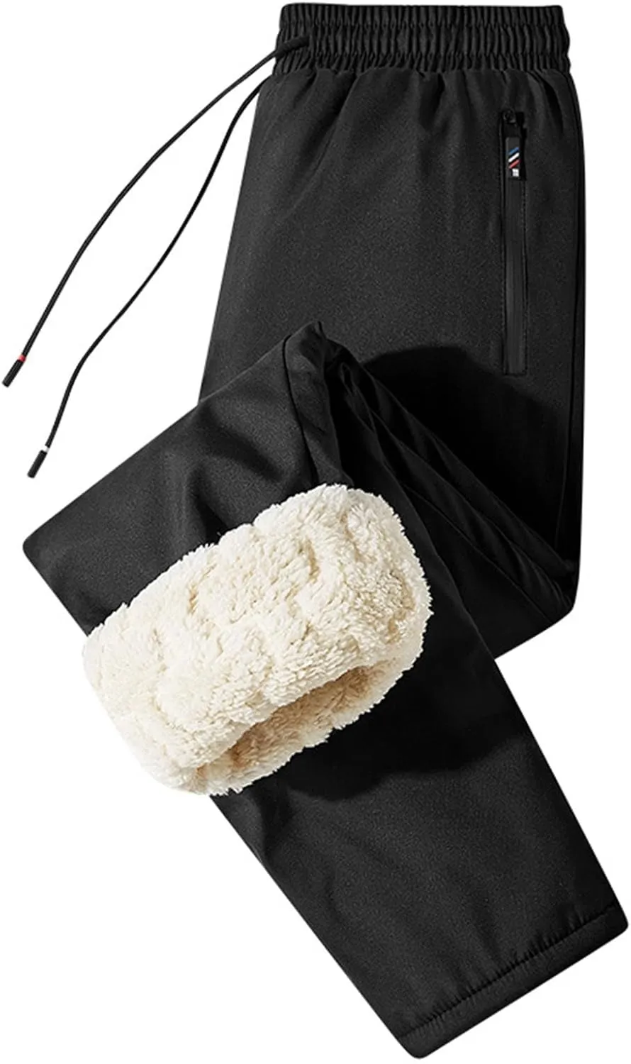 Mens Winter Fleece Joggers Pants Sherpa Lined Sweatpants Warm Thick Athletic Pants Outdoor Workout Trousers with Pockets