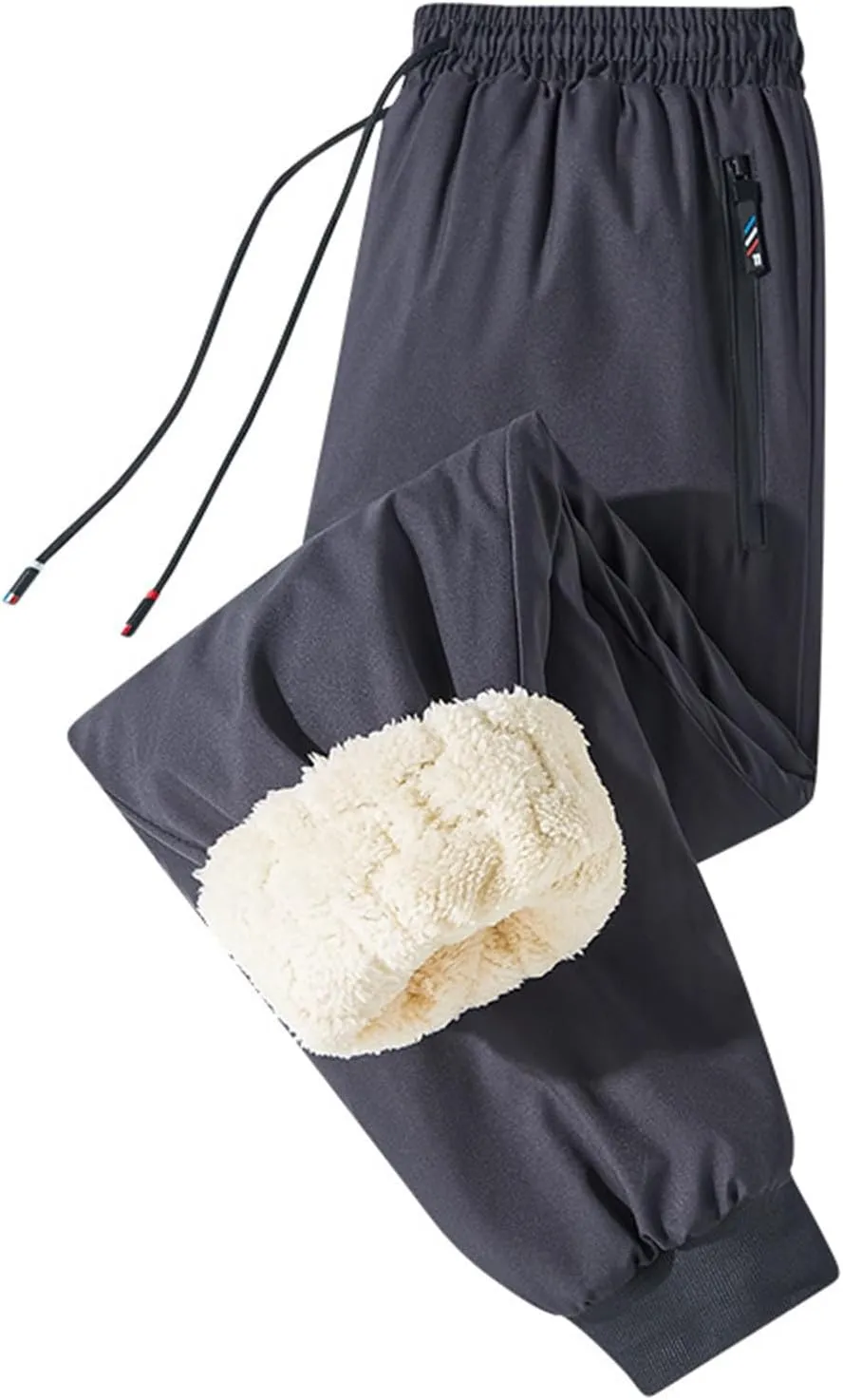 Mens Winter Fleece Joggers Pants Sherpa Lined Sweatpants Warm Thick Athletic Pants Outdoor Workout Trousers with Pockets