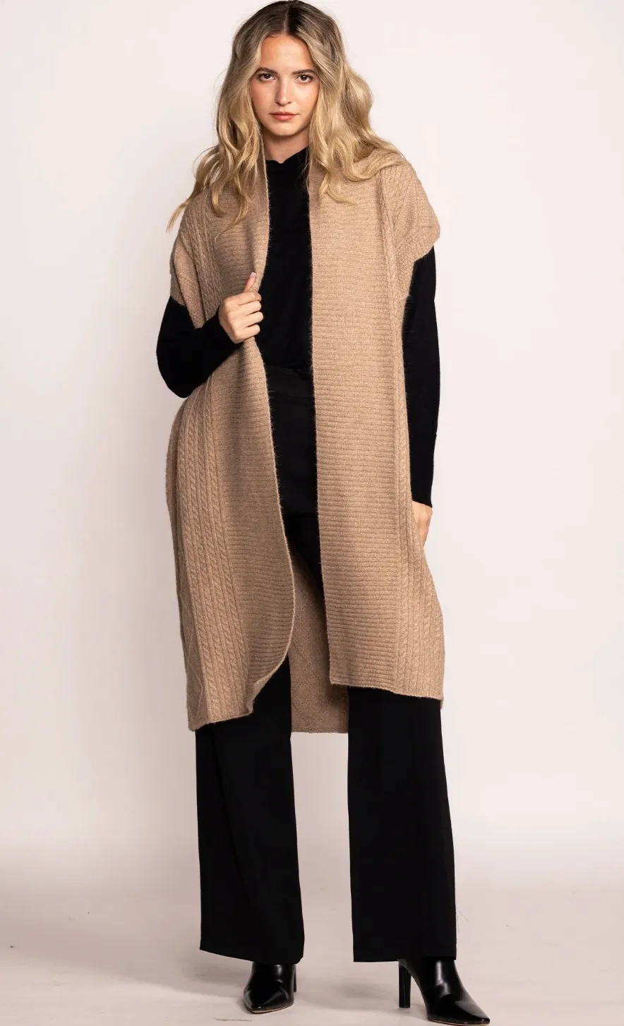 PM Sweater Cardi-Taupe