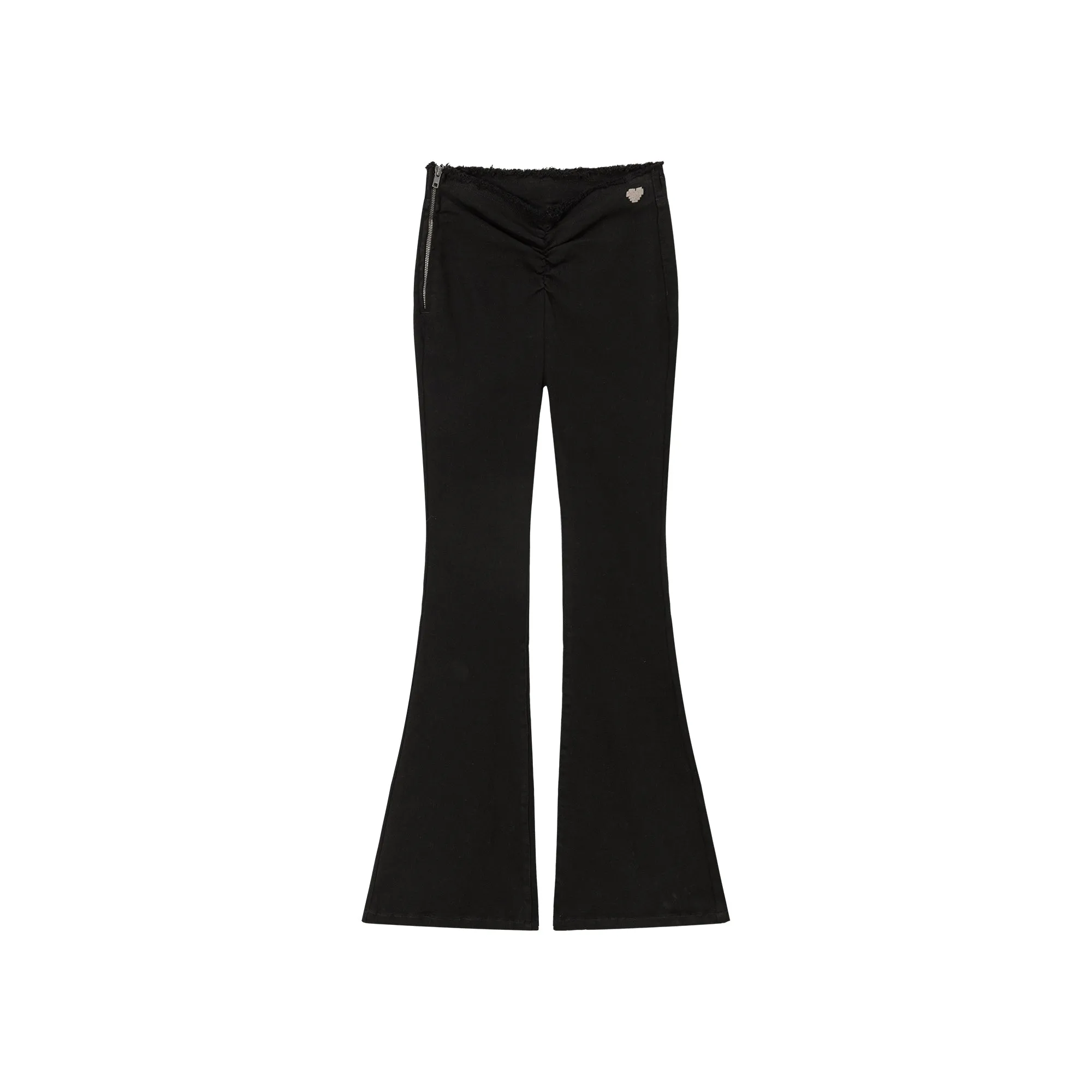 Raw Edge Embroidered Tight Bootcut Jeans