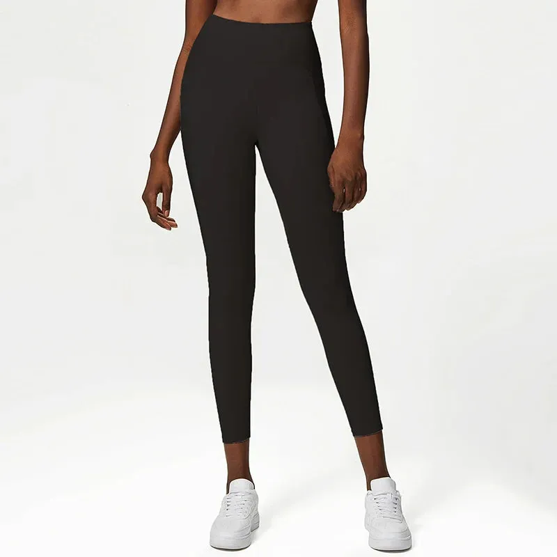 Rib Sporty Leggings High Waist Tummy Control Fitness Pants