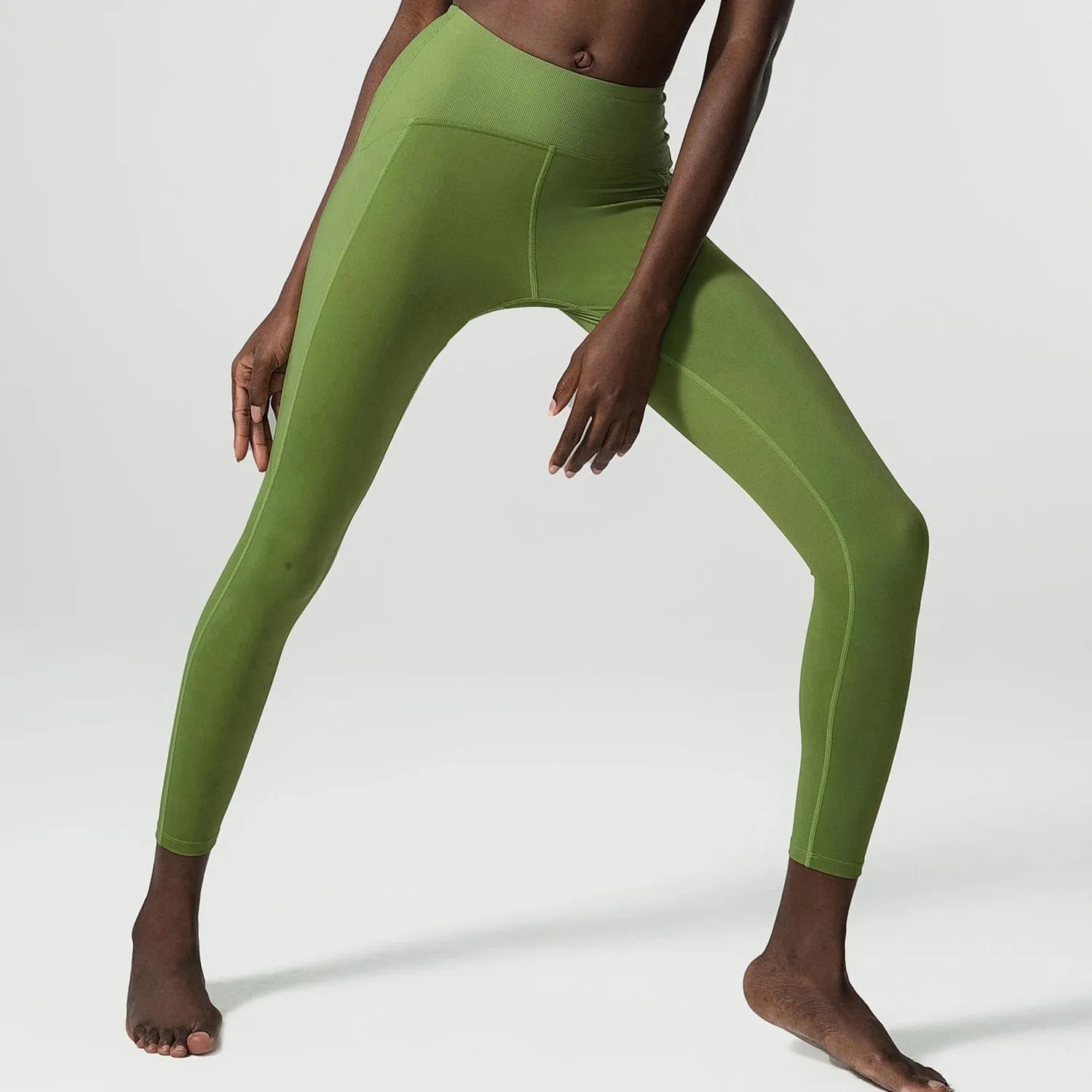 Rib Sporty Leggings High Waist Tummy Control Fitness Pants
