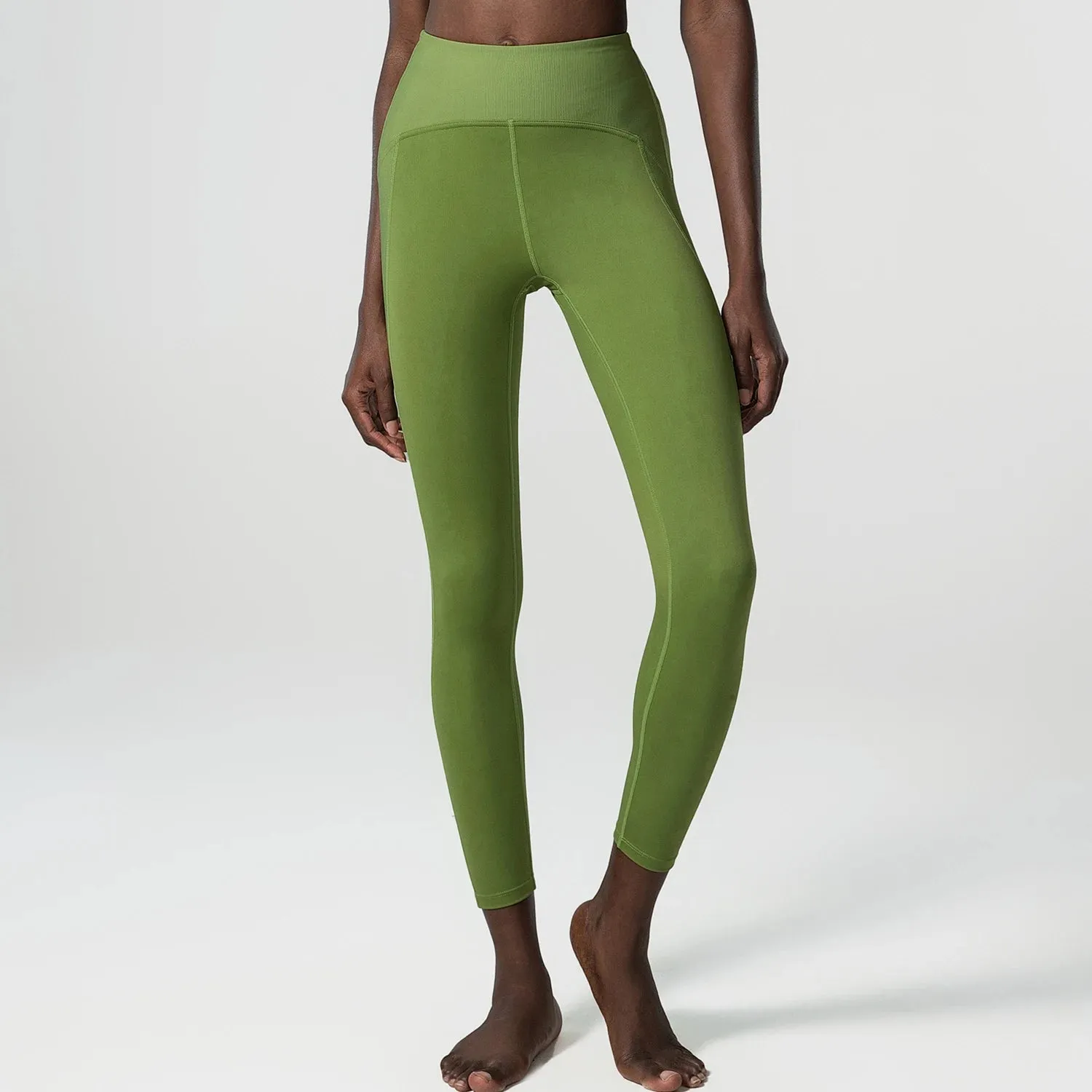 Rib Sporty Leggings High Waist Tummy Control Fitness Pants