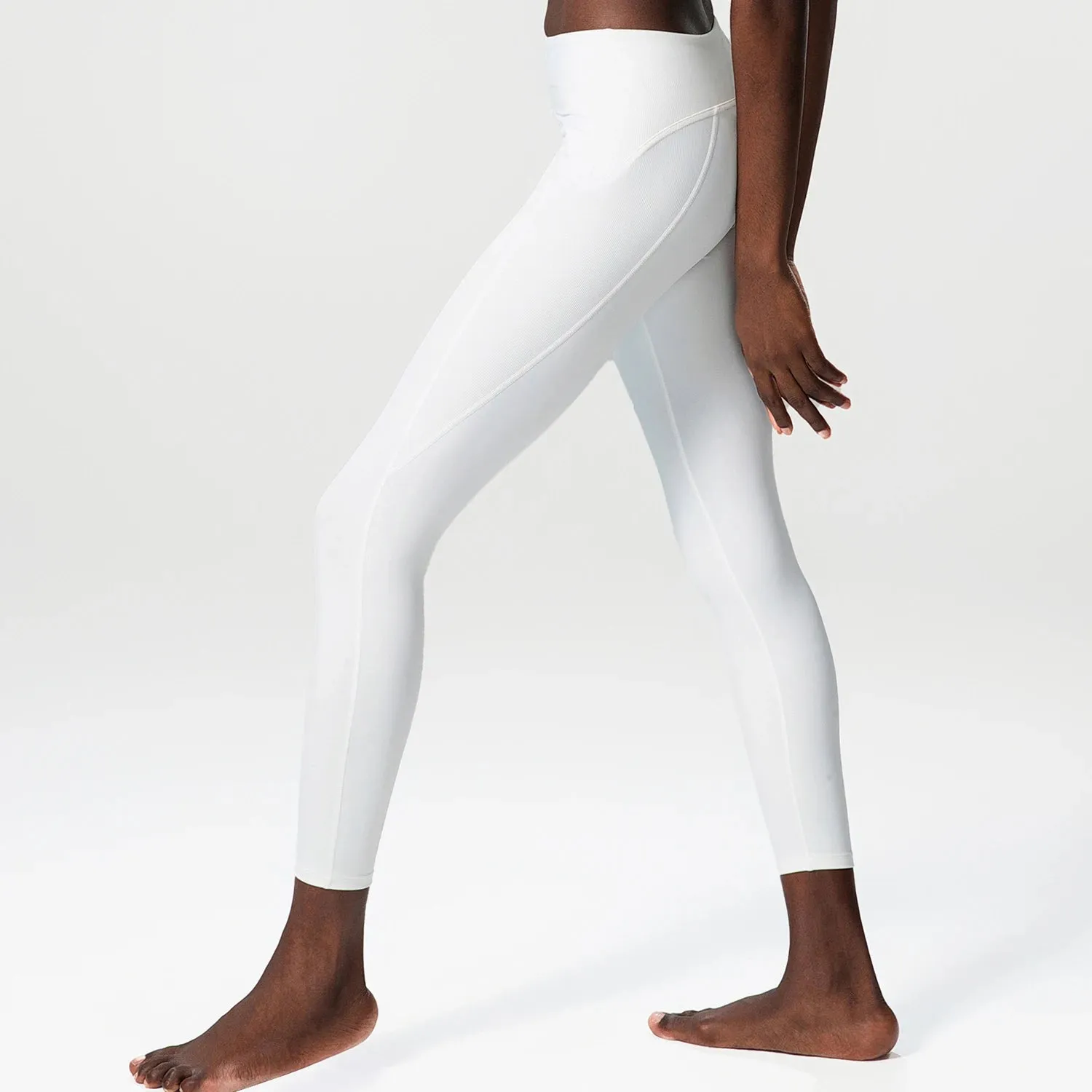 Rib Sporty Leggings High Waist Tummy Control Fitness Pants