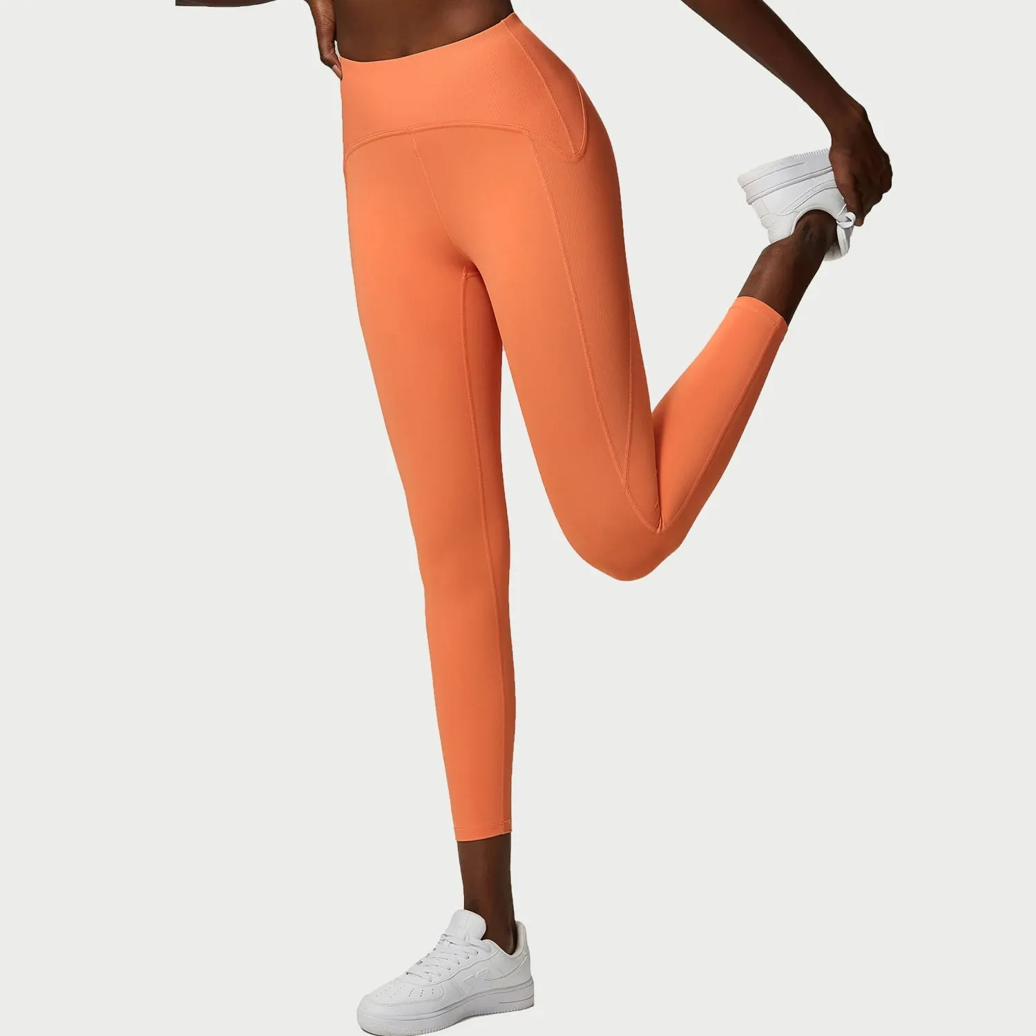 Rib Sporty Leggings High Waist Tummy Control Fitness Pants