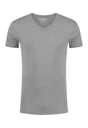 SEMI BODYFIT T-shirt V-neck - Grey Melange