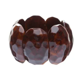 Simple Stylish Trendy Chic Wood Stretch Wide Fashion Bracelet Brown