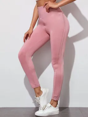 Solid Wide Waistband Leggings