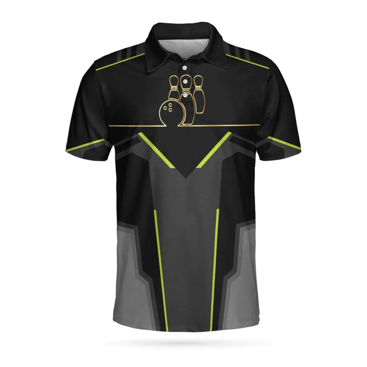 Strike Black And Golden Pattern Bowling Short Sleeve Polo Shirt, Digital Polo Shirt, Best Bowling Shirt For Men Coolspod