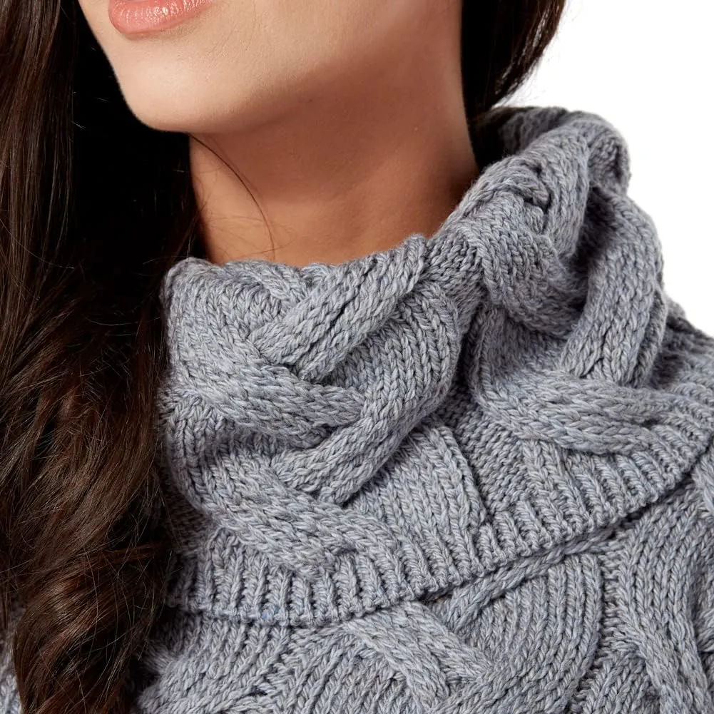 Supersoft Irish Merino Wool Chunky Cable Knit Cowl Sweater for Women Made in Ireland